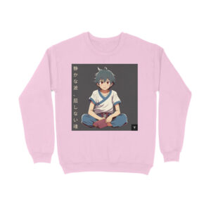 Silent Waves, Unyielding Soul – Anime Cotton Sweatshirt, Round Neck and Full Sleeves