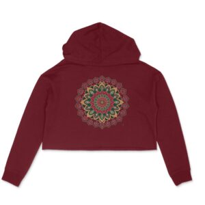 Festive Luxe Cropped Hoodie - Paisley Mandala Edition
